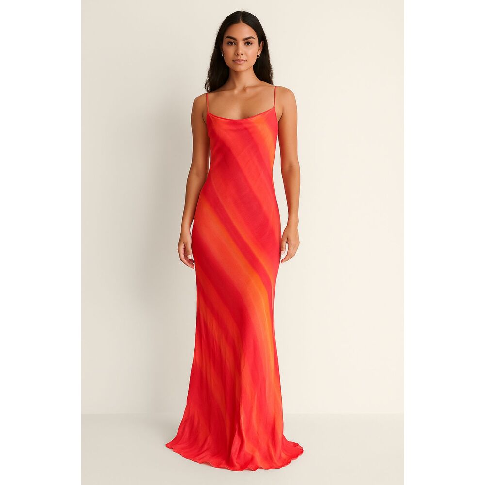 SUMMER AWAY Elva Maxi Dress‎ Ember Stripe NWT Small